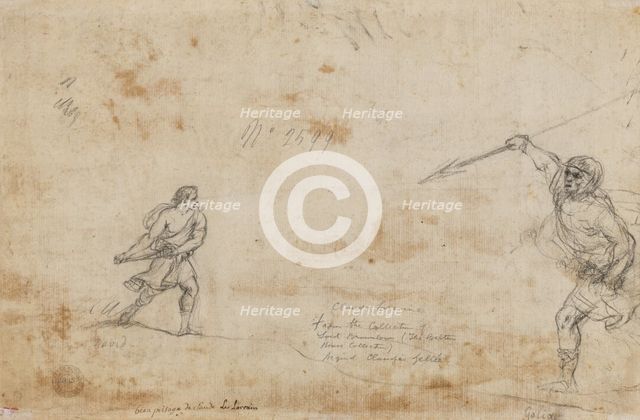 David and Goliath (verso), c. 1645. Creator: Claude Lorrain (French, 1604-1682).