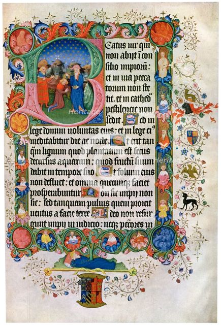 'David Anointing David', c15th century. Artist: Unknown