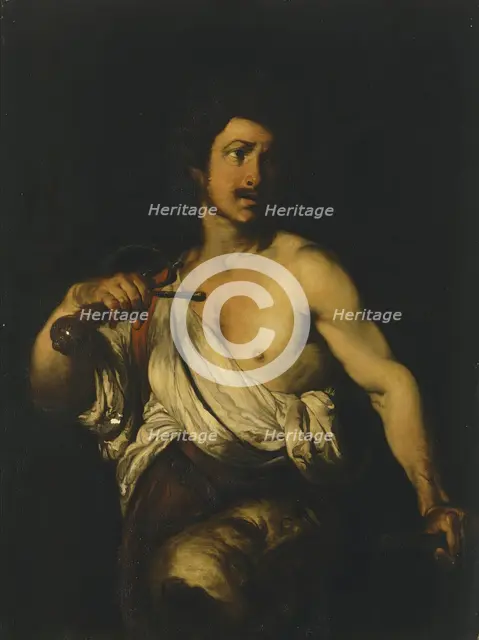 David Bearing the Head of Goliath, 1635. Creator: Bernardo Strozzi.