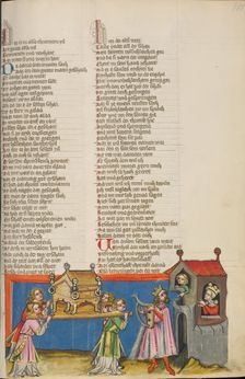David before the Ark of the Covenant: Michal's Mockery; Weltchronik, about 1400-1410. Creator: Unknown