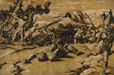 David Beheading Goliath, between circa 1520 and circa 1527. Creators: Ugo da Carpi, Raphael