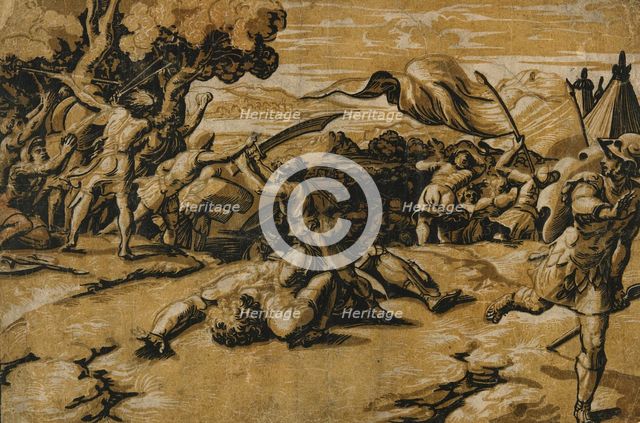 David Beheading Goliath, between circa 1520 and circa 1527. Creators: Ugo da Carpi, Raphael.