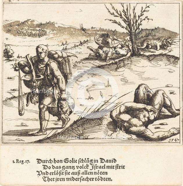 David Beheads Goliath, 1547. Creator: Augustin Hirschvogel.