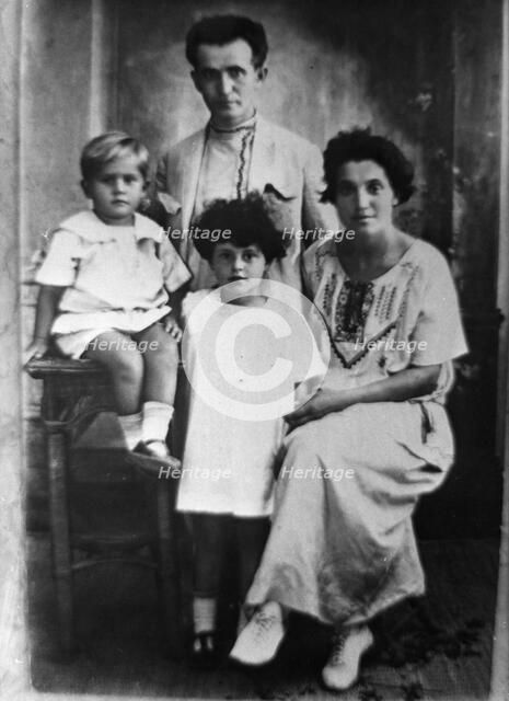 David Ben Gurion (1886-1973) with his family, 1920s. Artist: Unknown