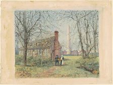 David Burns's Cottage and the Washington Monument, 1892. Creator: Walter Paris