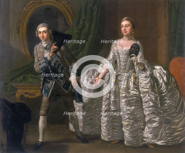 'David Garrick and Hannah Pritchard in a Scene from The Suspicious Husband', 1752. Artist: Francis Hayman