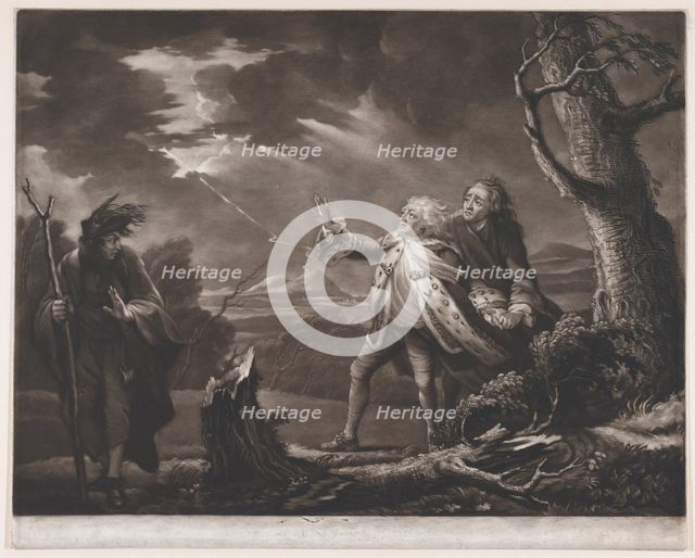 David Garrick as King Lear (Shakespeare, King Lear, Act 3, Scene 1), 1761. Creator: James McArdell.