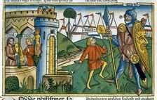 David defeats Goliath and meets Saul