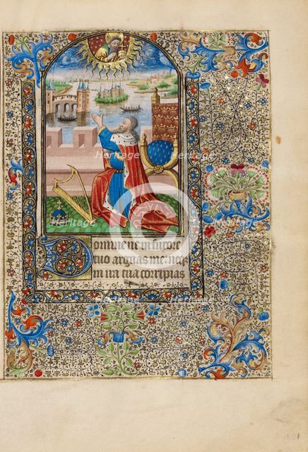 David in Prayer; Book of Hours, about 1440-1450. Creator: Workshop of the Bedford Master.