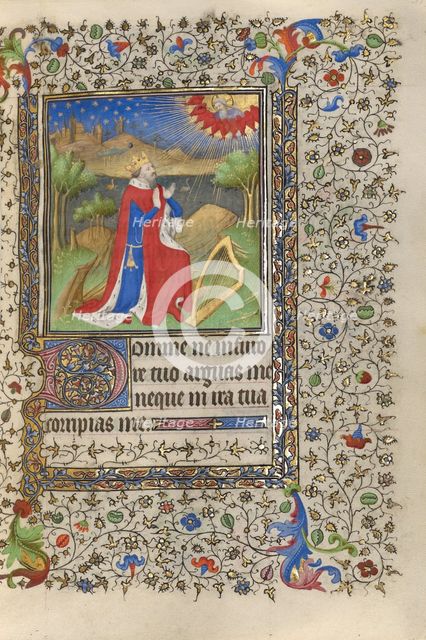 David in Prayer; Book of Hours, about 1415-1420. Creators: Boucicaut Master, Workshop of the Boucicaut Master.