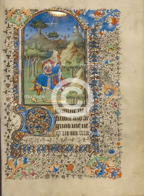 David in Prayer; Book of Hours, about 1420-1430. Creator: Master of the Harvard Hannibal.