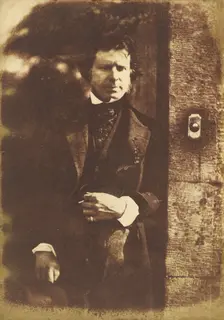 David Octavius Hill at the gate of Rock House, Edinburgh, 1843-1847. Creators: David Octavius Hill, Robert Adamson