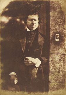 David Octavius Hill at the gate of Rock House, Edinburgh, 1843-1847. Creators: David Octavius Hill, Robert Adamson