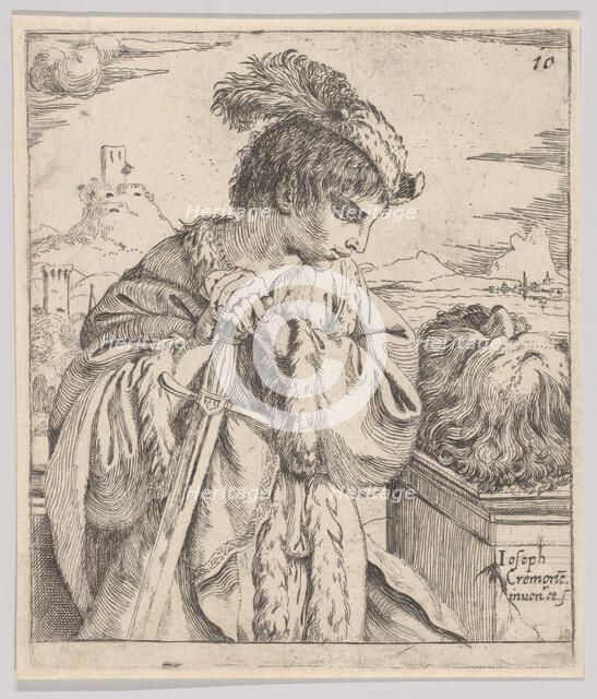 David looking at the head of Goliath, 1620-30. Creator: Giuseppe Caletti.