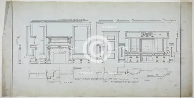 David Lewinsohn House, Chicago, Illinois, Dining Room Elevations and Details, 1898. Creator: Frederick Louis Foltz.