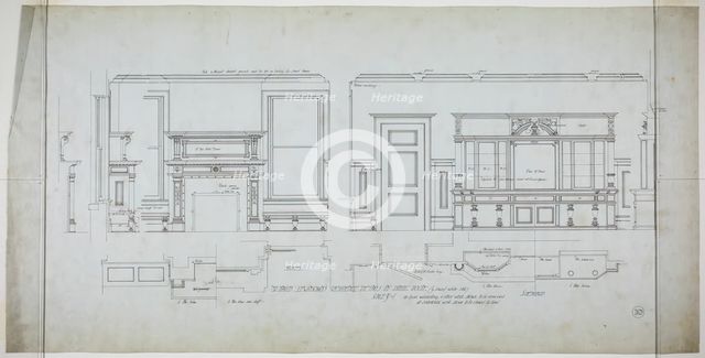 David Lewinsohn House, Chicago, Illinois, Dining Room Elevations and Details, 1898. Creator: Frederick Louis Foltz.