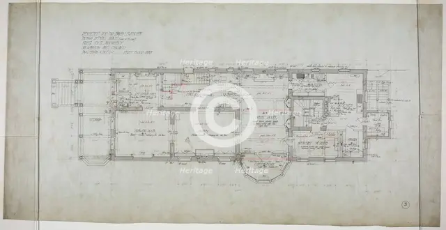 David Lewinsohn House, Chicago, Illinois, First Floor Plan, 1898. Creator: Frederick Louis Foltz.