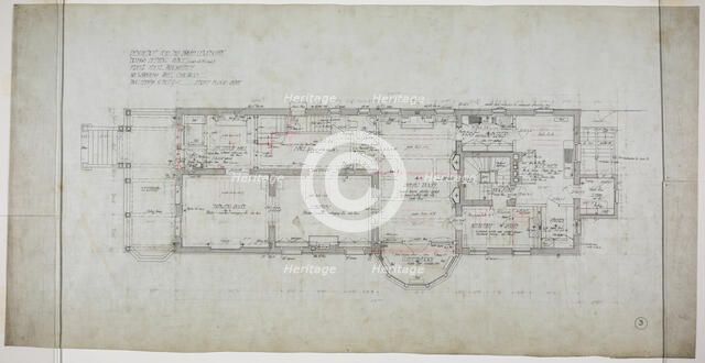 David Lewinsohn House, Chicago, Illinois, First Floor Plan, 1898. Creator: Frederick Louis Foltz.