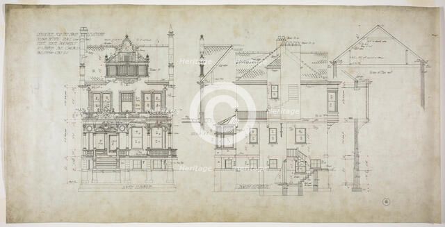 David Lewinsohn House, Chicago, Illinois, North and South Elevations, 1898. Creator: Frederick Louis Foltz.