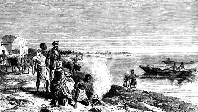 David Livingstone discovering Lake Ngami, Botswana, 1 August 1849 (1857). Artist: Unknown