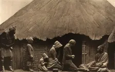 David Livingstone memorial in Blantyre; Livingstone and his family, kneeling and praying..., c1890s. Creator: Unknown