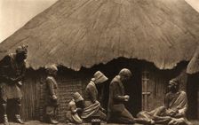 David Livingstone memorial in Blantyre; Livingstone and his family, kneeling and praying..., c1890s. Creator: Unknown