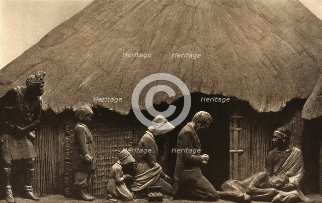 David Livingstone memorial in Blantyre; Livingstone and his family, kneeling and praying..., c1890s. Creator: Unknown.