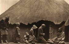 David Livingstone memorial in Blantyre; Livingstone and his family, kneeling and praying..., c1890s. Creator: Unknown