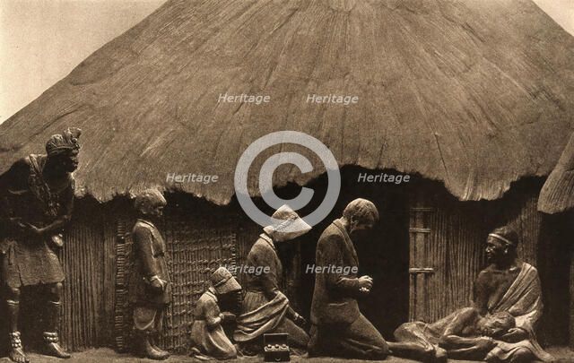 David Livingstone memorial in Blantyre; Livingstone and his family, kneeling and praying..., c1890s. Creator: Unknown.