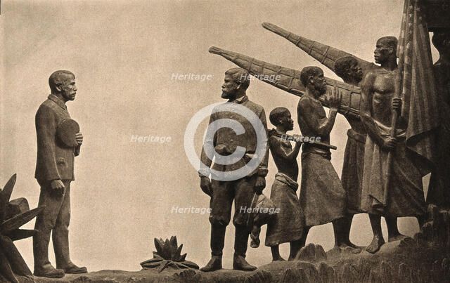 David Livingstone memorial in Blantyre; Livingstone bidding farewell to Stanley, c1910s.. Creator: Unknown.