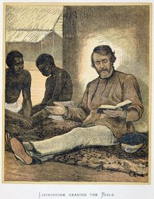 David Livingstone reading the Bible, Africa, 19th century