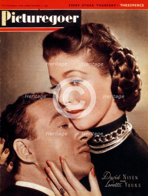 David Niven (1910-1983) and Loretta Young (1913-2000), actors, 1946. Artist: Unknown