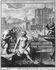 David sees the naked Bathsheba from the roof of his palace