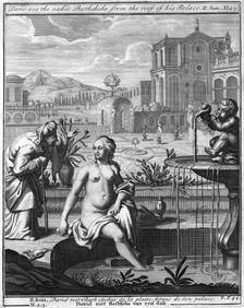 David sees the naked Bathsheba from the roof of his palace