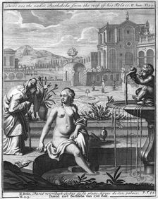 David sees the naked Bathsheba from the roof of his palace