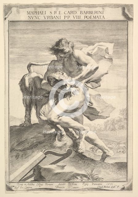 David Strangling the Lion, 1631. Creator: Claude Mellan.