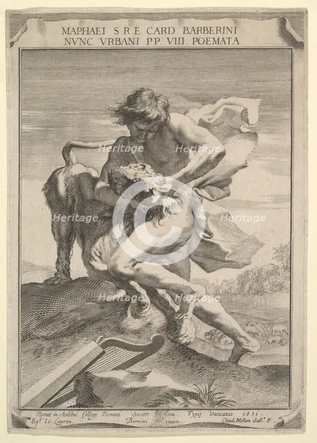 David Strangling the Lion, 1631. Creator: Claude Mellan.
