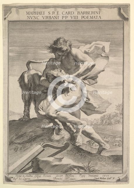 David Strangling the Lion, 1631. Creator: Claude Mellan.