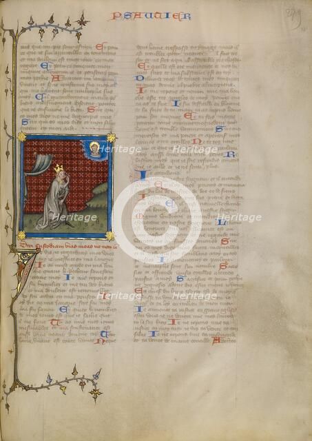 David Pointing to His Mouth, about 1360-1370. Creator: Master of Jean de Mandeville.