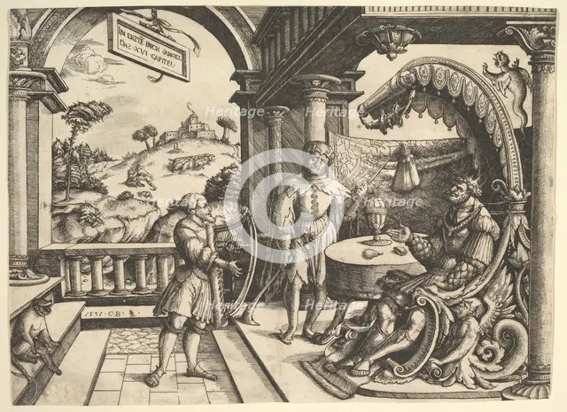 David playing the harp before Saul, 1531. Creator: Christoph Bockstorffer.
