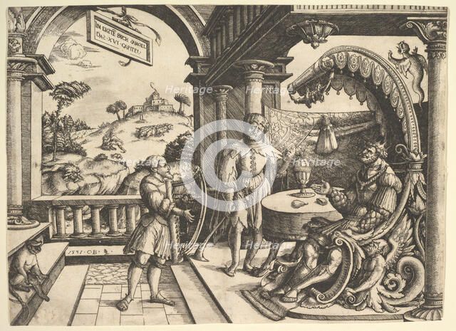 David playing the harp before Saul, 1531. Creator: Christoph Bockstorffer.