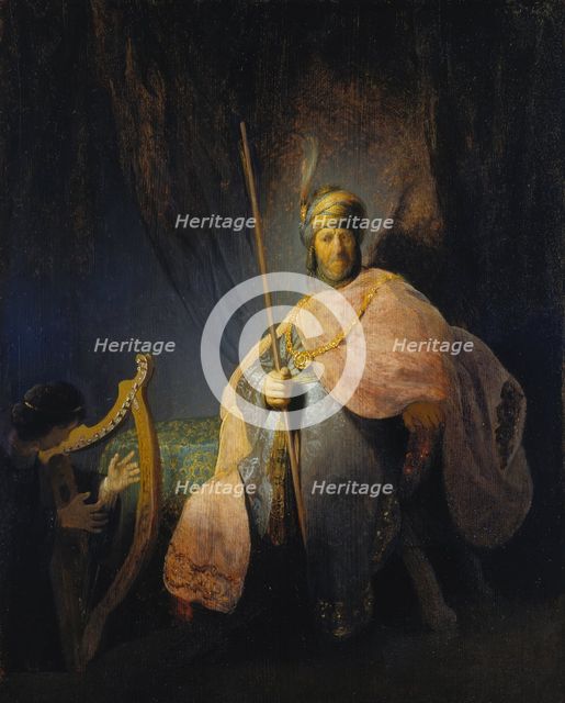 David Playing the Harp before Saul, c1630-1631. Creator: Rembrandt Harmensz van Rijn.