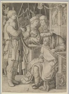 David Playing the Harp Before Saul, ca. 1508. Creator: Lucas van Leyden