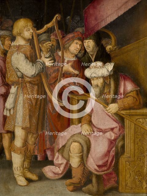 David Playing his Harp for Saul. Creator: Leyden, Lucas, van (1489/94-1533).