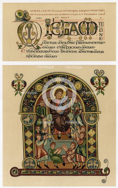 David playing his lyre, 725-750 AD. Artist: Unknown