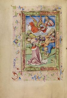 David Praying That the Israelites Be Spared from a Plague; Book of Hours, after 1460. Creator: Unknown