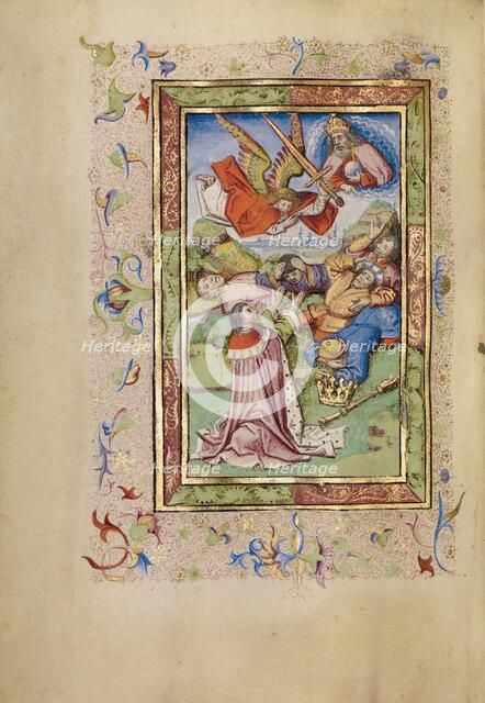 David Praying That the Israelites Be Spared from a Plague; Book of Hours, after 1460. Creator: Unknown.