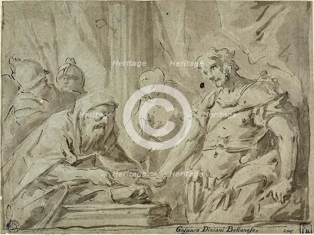 David Receiving the Hallowed Bread from Alchimelek, 1725/34. Creator: Gaspare Diziani.