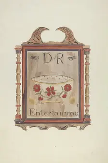 David Reed's Tavern Sign (recto), 1938. Creator: Frances Cohen