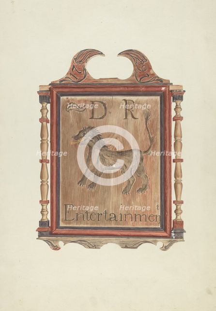 David Reed's Tavern Sign (verso), c. 1938. Creator: Frances Cohen.